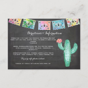 Mexican Wedding Watercolor Cactus Information Card Begleitkarte