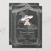 Mexican White Sylver Tres Anos Boy Einladung (Vorne/Hinten)