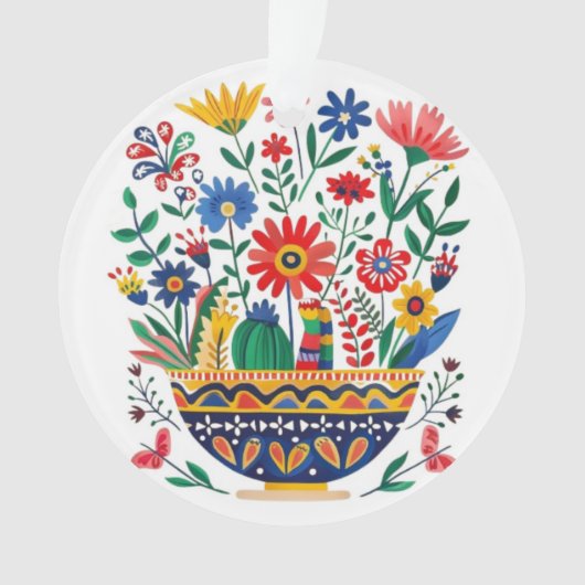 Mexicana Blumenstrauß und Katze, Ornament (Vorderseite)