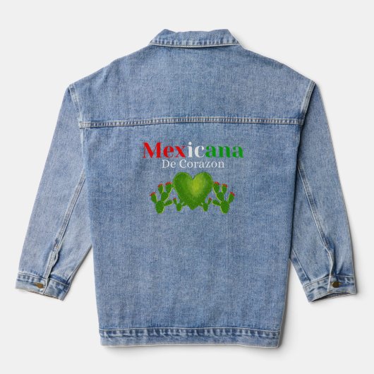 Mexicana De Corazon - Grüne Herzkaktus Jeansjacke (Rückseite)