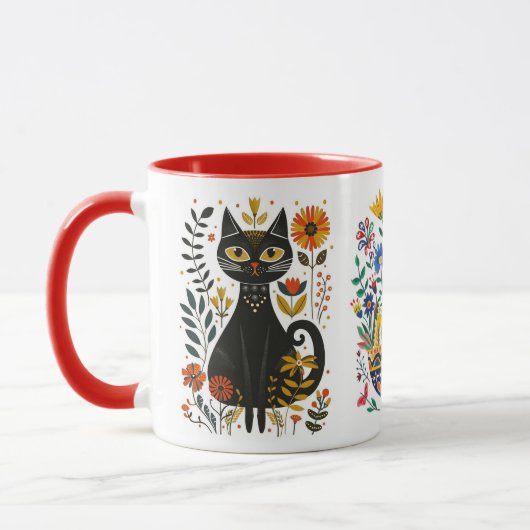 Mexicana Katzen und Blumenstrauß, Tasse (Links)