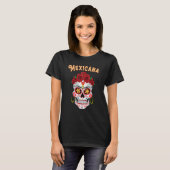 Mexicana Proud Latina Red Roses Sugar Skull Day of T-Shirt (Vorne ganz)