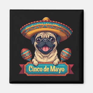 Mexicanischer Mops-Hund Sombrero Cinco De Mayo Magnet