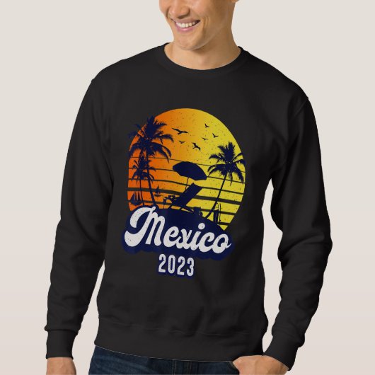 Mexico 2023 Sunset Beach Retro Sweatshirt (Vorderseite)