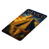 Mexico: Aesthetic Sunset Chichen Itza Art Souvenir Magnet (Linke Seite)