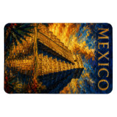 Mexico: Aesthetic Sunset Chichen Itza Art Souvenir Magnet (Horizontal)