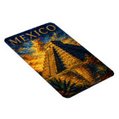 Mexico: Aesthetic Sunset Chichen Itza Art Souvenir Magnet (Rechte Seite)