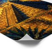 Mexico: Aesthetic Sunset Chichen Itza Art Souvenir Poster (Ecke)