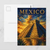 Mexico: Aesthetic Sunset Chichen Itza Art Souvenir Postkarte (Vorne/Hinten)