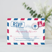 Mexico Airmail Wedding RSVP Karte (Stehend Vorderseite)