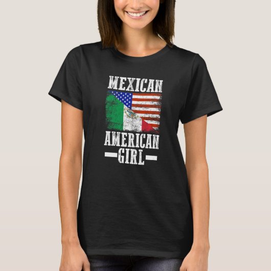 Mexico America Flag Patriotic Mexican American Gir T-Shirt (Vorderseite)