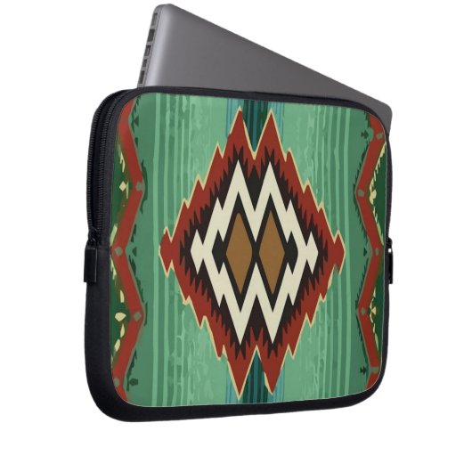 Mexico Aztec Print Vector Green Laptopschutzhülle (Vorne Rechts)