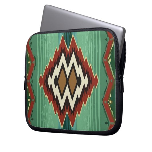 Mexico Aztec Print Vector Green Laptopschutzhülle (Vorderseite Links)