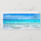 Mexico Beach Boarding Pass Wedding RSVP Einladung (Vorderseite)