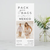 Mexico Beach Destination Foto Wedding Save The Date (Stehend Vorderseite)