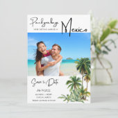 Mexico Beach Destination Foto Wedding Save The Date (Stehend Vorderseite)