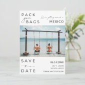 Mexico Beach Destination Foto Wedding Save The Date (Stehend Vorderseite)