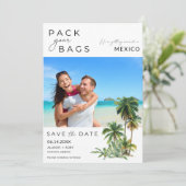 Mexico Beach Destination Foto Wedding Save The Date (Stehend Vorderseite)