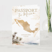 Mexico Beach Hochzeit in Urlaubsort Passport QR Co Einladung (Vorderseite)