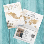 Mexico Beach Hochzeit in Urlaubsort Passport QR Co Einladung<br><div class="desc">Moderne und elegante Mexiko Weltkarte Einladung Hochzeit Ziel,  wie Pass für Ihre Hochzeit am Strand Fügen Sie Ihren QR-Code</div>