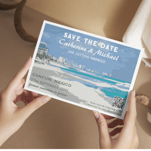 Mexico Beach Hochzeitsreisepandal QR-Code Save The Date