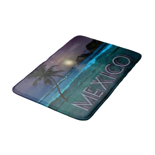 Mexico Beach Night Bath Mat Badematte (Schrägansicht)