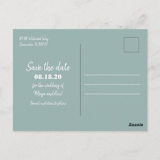 Mexico Beach Palm Tree retten die Daten Postkarte (Rückseite)