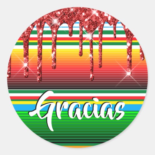 Mexico Blanket Funkelnd Red Tropfen Glitzer Vielen Runder Aufkleber (Vorderseite)