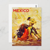 Mexico Bull Fighter Vintage Poster wiederhergestel Postkarte (Vorne/Hinten)