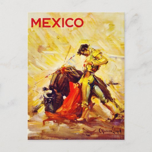 Mexico Bull Fighter Vintage Poster wiederhergestel Postkarte (Vorderseite)