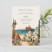 Mexico Cabo San Lucas Hochzeit in Urlaubsort Einladung (Stehend Vorderseite)