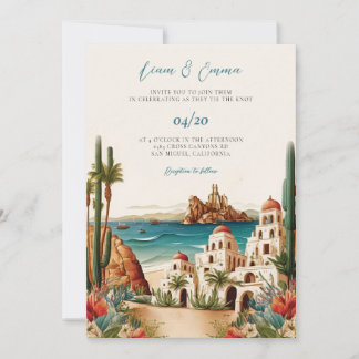 Mexico Cabo San Lucas Hochzeit in Urlaubsort Einladung