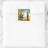 Mexico Cactus Vintage Travel Quadratischer Aufkleber (Tasche)