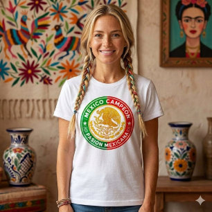 Mexico Campeon Flaggenfarben Grafik-Wappen Weiß  Tri-Blend Shirt