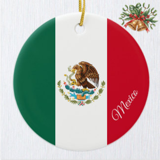 Mexico Christmas Ornament, Mexican Flag Keramik Ornament