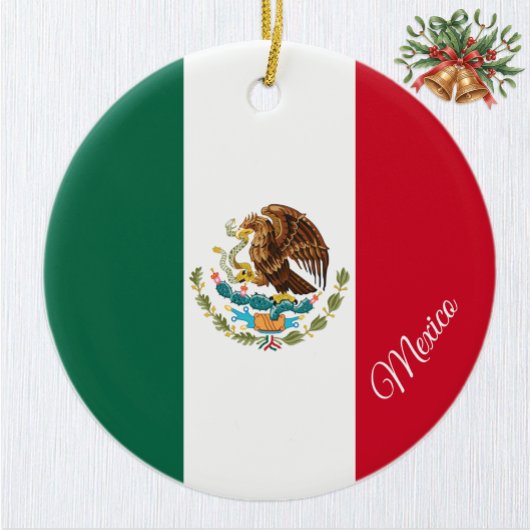 Mexico Christmas Ornament, Mexican Flag Keramik Ornament