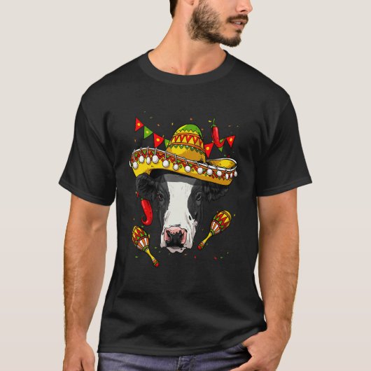 Mexico Cinco de Mayo Cow Sombrero Mexican Party Co T-Shirt (Vorderseite)