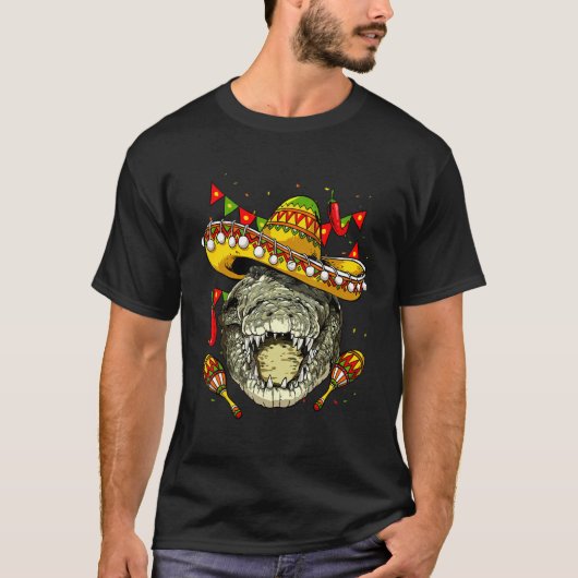 Mexico Cinco de Mayo Crocodile Sombrero Mexican Pa T-Shirt (Vorderseite)