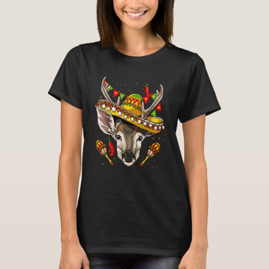 Mexico Cinco de Mayo Deer Sombrero Mexican Party D T-Shirt (Vorderseite)