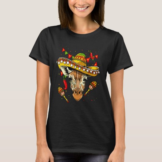 Mexico Cinco de Mayo Giraffe Sombrero Mexican Part T-Shirt (Vorderseite)