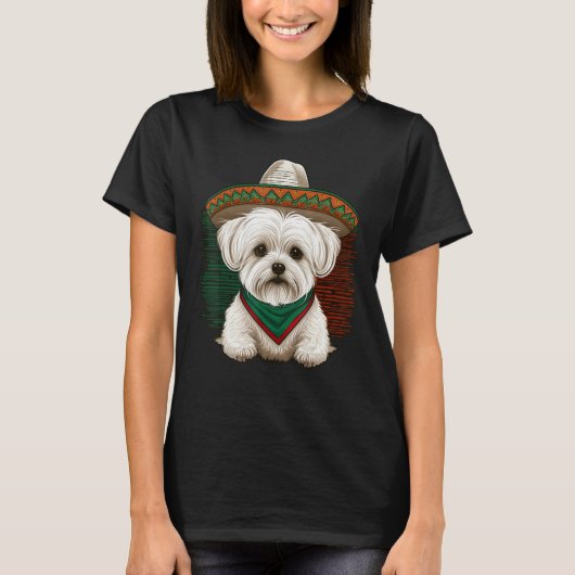 Mexico Cinco de Mayo Sombrero Mexican Maltese dog T-Shirt (Vorderseite)