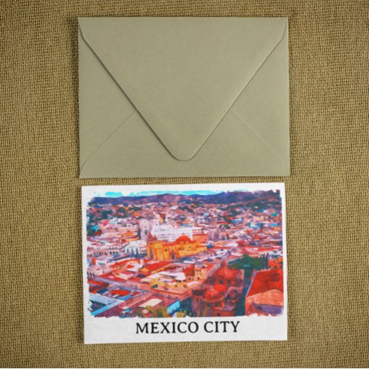 Mexico City CDMX Malerei Panoramaansicht Postkarte