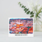 Mexico City CDMX Malerei Panoramaansicht Postkarte (Stehend Vorderseite)