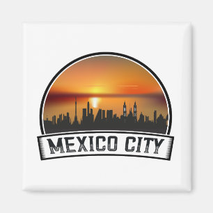 Mexico City CDMX Vintage Sonnenuntergang Stadtansi Magnet