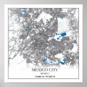 Mexico City Central America Reisekarte Poster (Vorne)
