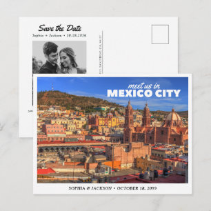Mexico City Hochzeit Save the Date Reise Retro Postkarte