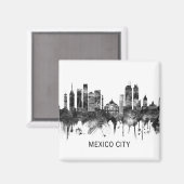 Mexico City Mexico Skyline BW Magnet (Vorderseite/Rückseite)