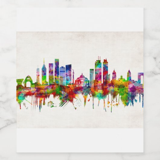 Mexico City Mexico Skyline Weinetikett (Einzelnes Label)