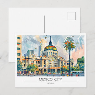 Mexico City Mexico Vintage Kunst Reise Postkarte