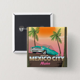 Mexico City, Mexiko Urlaubs Poster Button